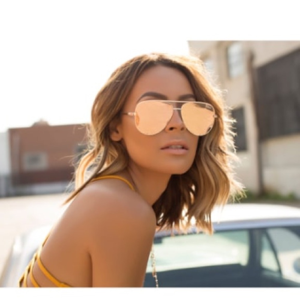 Quay x Desi ‘High Key’ Aviator Glasses.